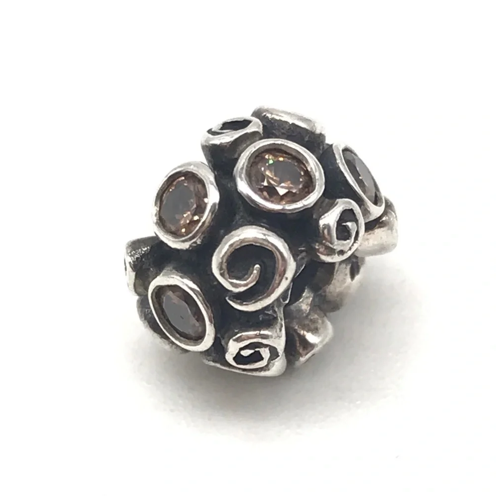 Pandora Smoky Quartz CZ Primrose Path Charm